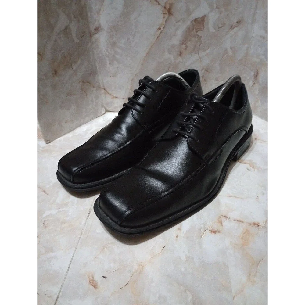GH Bass & Co Albany Mens Size 11 D Black Leather Bicycle Toe Oxford Dress Shoes